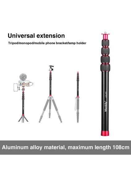 LR-253 Manbily Uzatma Çubuğu Tripod Genişletici 2/3/4/5 Bölümler Tripod Merkezi Sütun Uzatma Direği Adaptörü (Yurt Dışından) modelleri