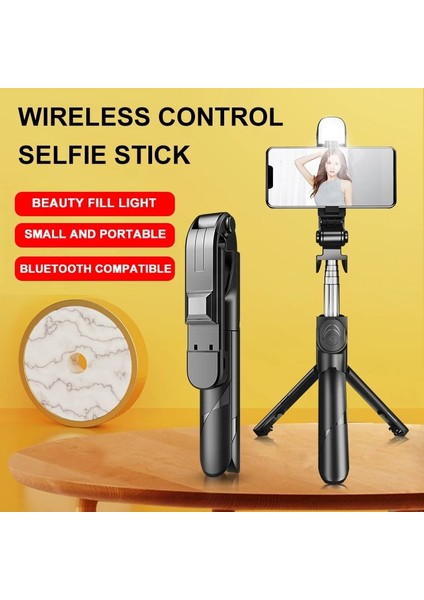 70CM-SIYAH Mamen Mini Kablosuz Selfie Çubuğu, LED Dolgu Işığı ile Masaüstü Telefon Tripod Huaweı Xiaomi iPhone Bluetooth Uyumlu Tripod (Yurt Dışından) modelleri