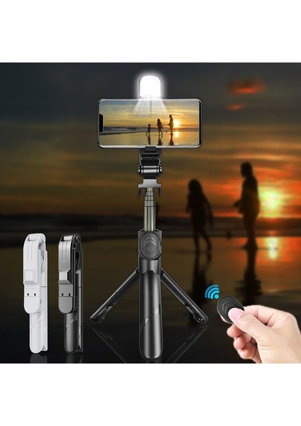 70CM-SIYAH Mamen Mini Kablosuz Selfie Çubuğu, LED Dolgu Işığı ile Masaüstü Telefon Tripod Huaweı Xiaomi iPhone Bluetooth Uyumlu Tripod (Yurt Dışından) fırsatları