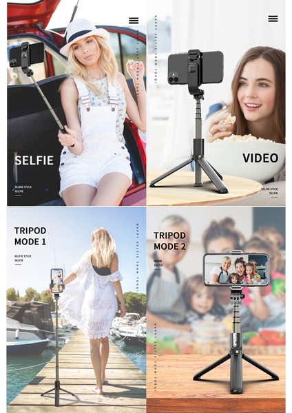 Beyaz El Kablosuz Bluetooth Selfie Çubuğu Tripod Katlanabilir Çubuk Selfie Dolgu Işığı iPhone x Huawei Samsung Mobil Akıllı Telefon Için (Yurt Dışından)