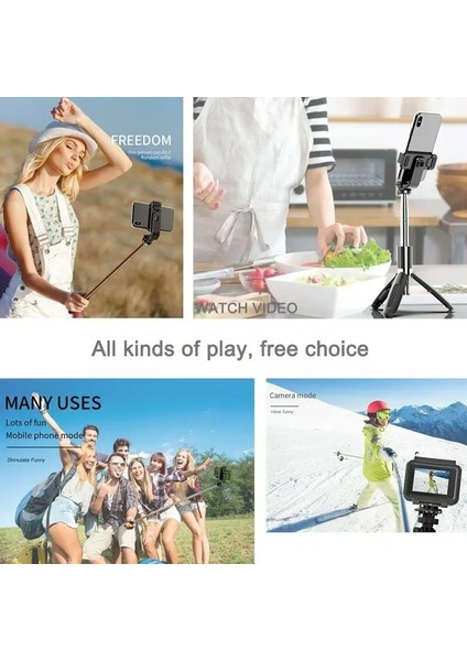 Siyah Selfie Çubuğu Tripod Kablosuz Uzaktan Kumandalı Mini Uzatılabilir Selfie Çubuğu 360° Döndürme Akıllı Telefonlar Için Telefon Standı Tutucu Gopro (Yurt Dışından) modelleri