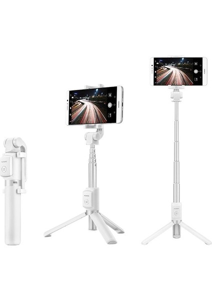 Beyaz Yeni Huaweı AF15 Kablosuz Uzaktan Kumandalı Selfie Çubuğu Tripod Mini Uzatılabilir 4'ü 1 Arada Selfie Çubuğu 360° Döndürme Telefon Standı Tutucu (Yurt Dışından)