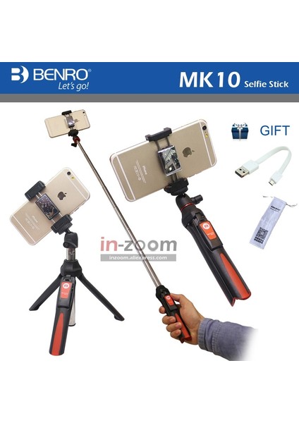 Orange Benro MK10 El Masaüstü 4 In 1 Uzatılabilir Selfie Sopa Canlı Tutucu Bluetooth Uzaktan Kumanda IPhone Gopro Huiwei Mı Telefon (Yurt Dışından) fiyatları