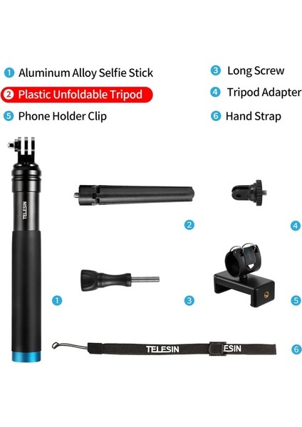Tripodlu Telesın Uzatılabilir El Selfie Çubuğu Gopro Hero Için Alüminyum Alaşımlı Teleskop Direği 11 10 9 8 7 INSTA360 Djı Osmo Action 2 3 (Yurt Dışından)