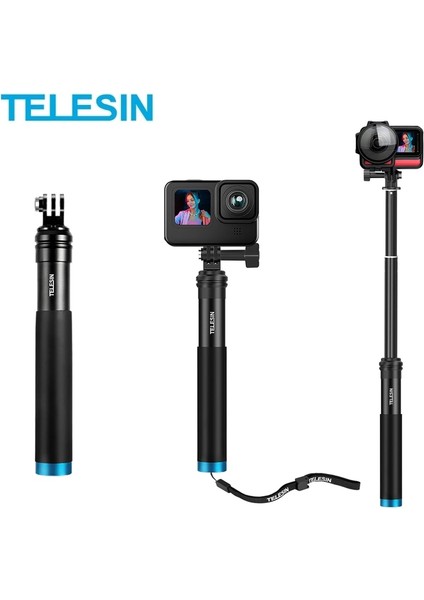 Tripodlu Telesın Uzatılabilir El Selfie Çubuğu Gopro Hero Için Alüminyum Alaşımlı Teleskop Direği 11 10 9 8 7 INSTA360 Djı Osmo Action 2 3 (Yurt Dışından)