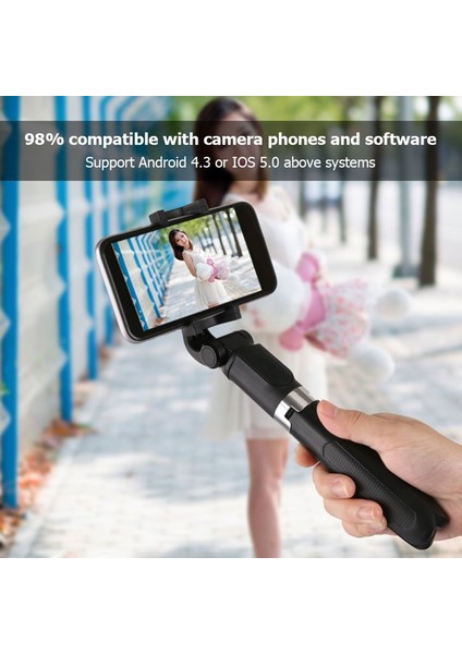 Siyah L01 Kaıqısj Kablosuz Bluetooth Selfie Sopa Iphone/android/huawei Cep Telefonu El Evrensel Canlı Üçgen Braketi (Yurt Dışından) fiyatları