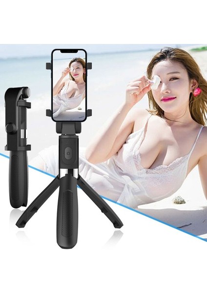Siyah L01 Kaıqısj Kablosuz Bluetooth Selfie Sopa Iphone/android/huawei Cep Telefonu El Evrensel Canlı Üçgen Braketi (Yurt Dışından) indirimleri