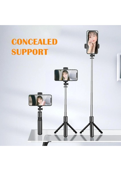 Işıkları ile Kablosuz Bluetooth Selfie Çubuğu Tripod Katlanabilir Braket Xiaomi Redmi IPhone 12 Samsung Akıllı Telefon Android Ios Tutucu Z8Z2 (Yurt Dışından)