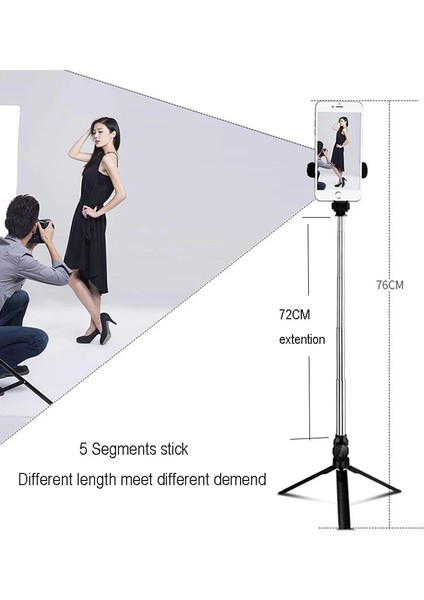 Beyaz Kablosuz Bluetooth Mini Tripod Monopod Selfie Sopa Ios Android Mobil Için Uzaktan Kumanda ile Selfie Zamanlayıcı Deklanşör 360 Döndür (Yurt Dışından)