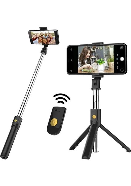 Siyah Selfie Çubuğu Dereceli Fotoğraf Tutucu Uzatılmış Tripod Canlı Yayın Desteği Tüm Cep Telefonları Mavi Diş Uzaktan Kumanda Tik-Tok (Yurt Dışından) fiyatları