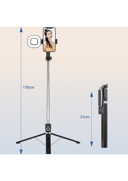 Dolgu Işığı Yok Fangtuosı Uzun Selfie Çubuk Tripod Akıllı Telefon Için Uzaktan Deklanşörlü Katlanabilir Kablosuz Monopod Cep Telefonu Canlı 2023 Yeni (Yurt Dışından)