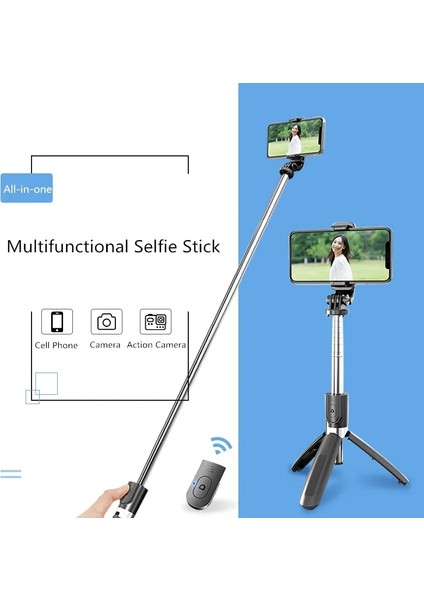 Beyaz 4 In 1 Kablosuz Bluetooth Uyumlu Selfie Çubuğu Tripod Uzaktan Palo Uzatılabilir Monopod Iphone Gopro Huawei Eylem Kamera (Yurt Dışından)