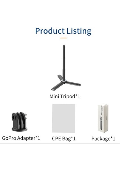 Paket A Telesın Mini Selfie Çubuğu Tripod Alüminyum Uzatılabilir 2 In 1 Çubukları Gopro Hero 10 9 8 7 6 Djı Eylem 2 INSTA360 One x R Telefon (Yurt Dışından)