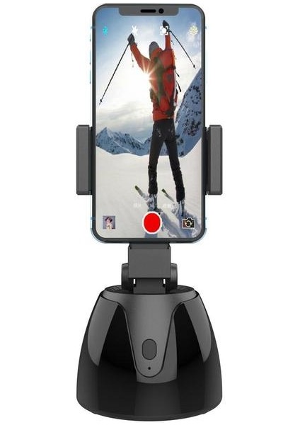 Siyah Otomatik Akıllı Çekim Selfie Çubuğu 360° Döndürme Nesne Yüz Takip Kamera Video Kayıt Için Cep Telefonu Tutucu Vlog Tripod (Yurt Dışından)