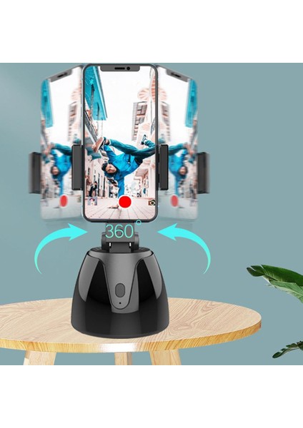 Siyah Otomatik Akıllı Çekim Selfie Çubuğu 360° Döndürme Nesne Yüz Takip Kamera Video Kayıt Için Cep Telefonu Tutucu Vlog Tripod (Yurt Dışından)