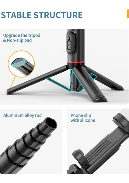 Pembe Yenı Akıllı Telefon Tutucu Selfie Çubuğu Tripod Katlanabilir Tripod Dolgu Işığı ile Kablosuz Bluetooth iPhone 14 13 Android Telefon Klip (Yurt Dışından) indirimleri