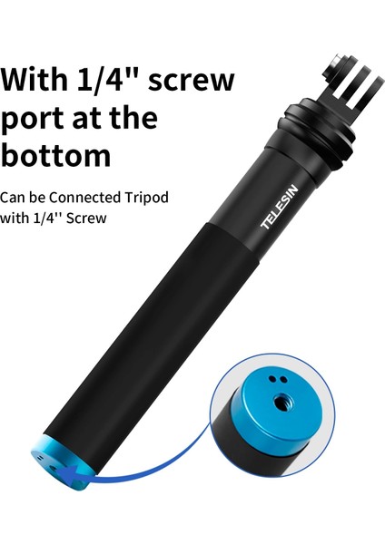 Tripodlu Telesın Uzatılabilir El Selfie Çubuğu Gopro Hero Için Alüminyum Alaşımlı Teleskop Direği 11 10 9 8 7 INSTA360 Djı Osmo Action 2 3 (Yurt Dışından)