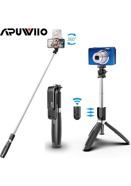 Siyah Selfie Çubuğu Bluetooth Selfie Çubuğu Mini Katlanabilir Tripod Monopod iPhone Xiaomi Huawei Için Kablosuz Uzaktan Kumanda Otomatik Zamanlayıcı Artefakt Çubuk (Yurt Dışından)