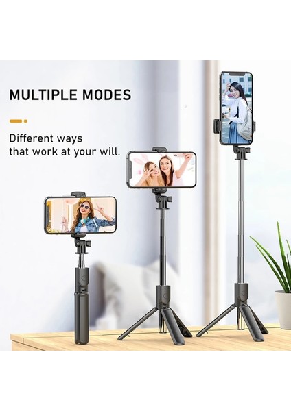 Kablosuz Uzaktan Kumandalı Siyah Selfie Çubuğu Tripod, iPhone Xiaomi Için Mini Uzatılabilir 4'ü 1 Arada Selfie Çubuğu 360° Döndürme Telefon Standı Tutucu (Yurt Dışından)