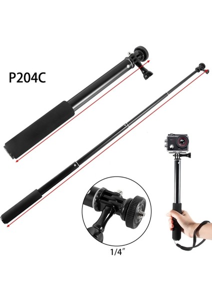P204B Taşınabilir Selfie Çubuğu 4 Bölüm Teleskopik Selfie Çubuğu El Monopod Akıllı Telefon Kameraları Için Standart 1/4 Vida H8WD (Yurt Dışından)