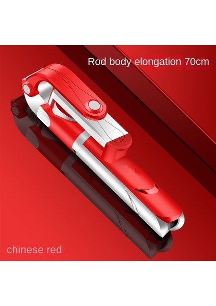 Kırmızı Selfie Çubuğu Cep Telefonu Bluetooth Uzaktan Kumanda Braketi Taşınabilir Teleskopik Entegre Canlı Yayın Tripod Artefakt (Yurt Dışından)