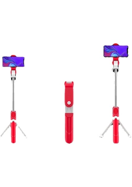 Kırmızı Selfie Çubuğu Cep Telefonu Bluetooth Uzaktan Kumanda Braketi Taşınabilir Teleskopik Entegre Canlı Yayın Tripod Artefakt (Yurt Dışından) fiyatları