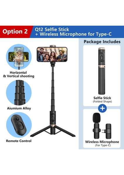 Seçenek 2 Bluetooth Kablosuz El Selfie Çubuğu Tripod Uzatılabilir Monopod Için Uzaktan Kumanda ile Huawei iPhone 13 Pro Max Xiaomi Telefon Canlı (Yurt Dışından)