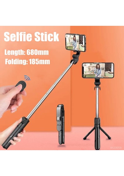 1 Adet Hiçbir Işık Roreta Kablosuz Bluetooth Selfie Sopa Tripod Katlanabilir Monopod Akıllı Telefon Standı Canlı Yayın Kamera El Gimbal Tutucu (Yurt Dışından)