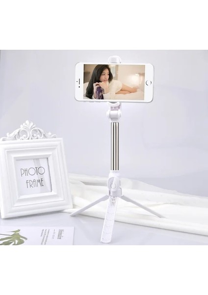 Beyaz 3 In 1 Kablosuz Bluetooth Selfie Sopa El Monopod Deklanşör Uzaktan Katlanabilir Mini Tripod IPhone Xr 8x7 6s Artı Hızlı (Yurt Dışından)