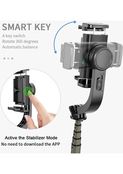 Siyah Yenı Upmostek Telefon Kamera Sabitleyici El Gimbal Akıllı Telefon Sabitleyiciler Video Kaydı Bluetooth Selfie Çubuğu Tripod Vlog Canlı (Yurt Dışından)