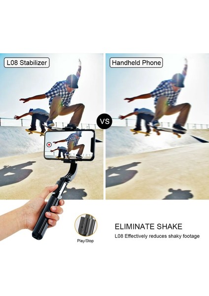 Siyah Yenı Upmostek Telefon Kamera Sabitleyici El Gimbal Akıllı Telefon Sabitleyiciler Video Kaydı Bluetooth Selfie Çubuğu Tripod Vlog Canlı (Yurt Dışından)