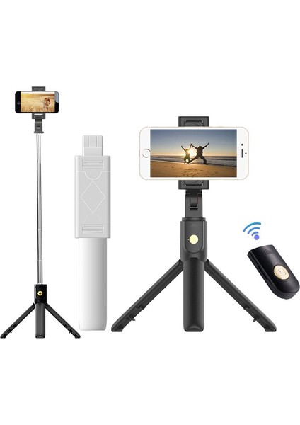 Beyaz 3 In 1 Selfie Sopa Telefon Tripod Uzatılabilir Monopod iPhone 12 Samsung Xiaomi Akıllı Telefon Için Bluetooth Uzaktan Kumanda ile Selfie Sopa (Yurt Dışından) modelleri