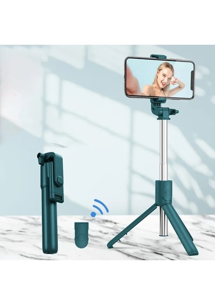 Beyaz Kablosuz Bluetooth Uyumlu Selfie Çubukları Katlanabilir Mini Tripod Deklanşör Uzaktan Kumanda Xiaomi Huawei iphone Ios Android Için (Yurt Dışından) fiyatları