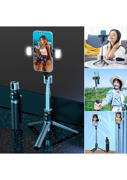 Beyaz Sıcak Yenı Bluetooth Kablosuz Selfie Çubuğu Mini Tripod Uzatılabilir Monopod Çift Dolgu Işığı ile Ios Android Telefon Için Uzaktan Deklanşör (Yurt Dışından) fiyatları
