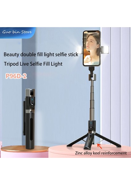 Siyah Dolgu Işığı Yok Cep Telefonu Alüminyum Alaşımlı Selfie Çubuğu Bluetooth Uzaktan Kumanda Çift LED Güzellik Dolgu Işığı Üç Ayaklı Canlı Yayın Braketi (Yurt Dışından) modelleri