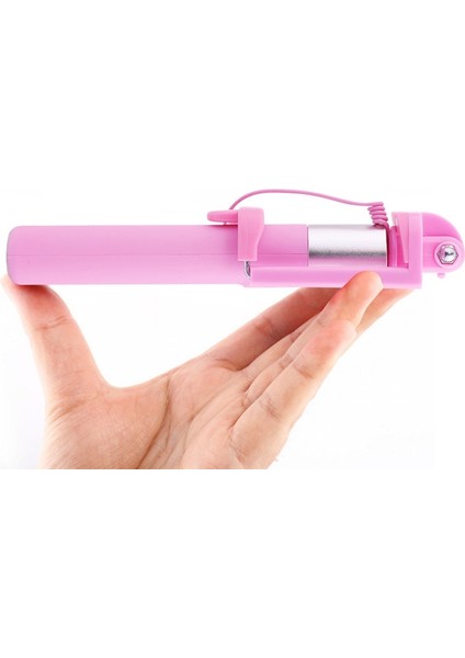 Pembe Sıcak Satış Taşınabilir Uzatılabilir El Monopod Mini Kablolu Selfie Sopa Android iPhone 5 6 6 S 7 Samsung Huawei Xiaomi (Yurt Dışından) modelleri