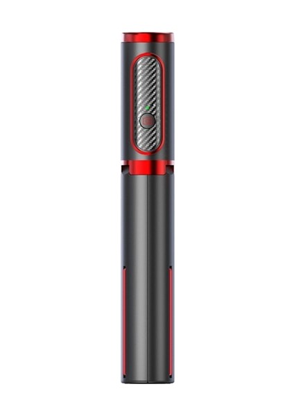 Siyah-Kırmızı Kablosuz Bluetooth El Gimbal Sabitleyici Cep Telefonu Selfie Sopa Tripod Ios Android Için Dolgu Işığı Deklanşör ile (Yurt Dışından)