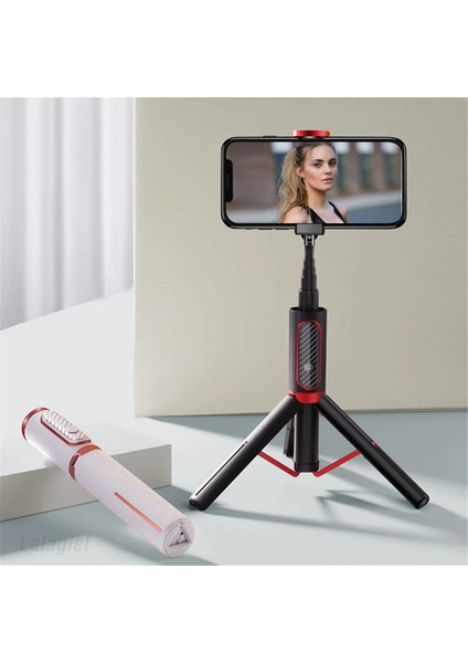 Siyah-Kırmızı Kablosuz Bluetooth El Gimbal Sabitleyici Cep Telefonu Selfie Sopa Tripod Ios Android Için Dolgu Işığı Deklanşör ile (Yurt Dışından) fiyatları