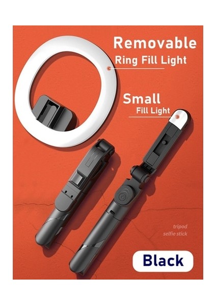 Küçük Işıklı B Mini Selfie Çubuğu Halka Işık Tripod Para Movil LED Palo Bluetooth Genişletilebilir Celular Lamparas Anillo De Luz Lamba Telefon Statyw (Yurt Dışından)