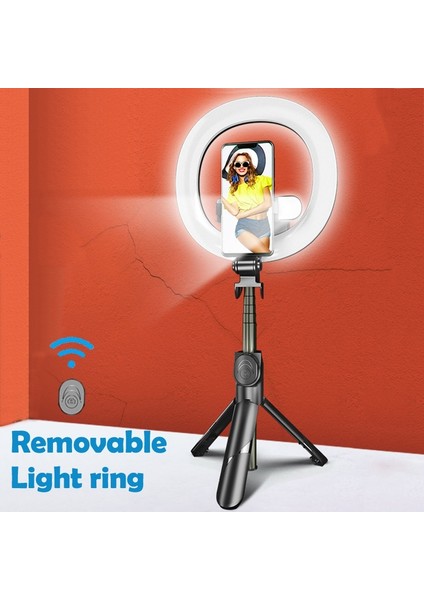 Küçük Işıklı B Mini Selfie Çubuğu Halka Işık Tripod Para Movil LED Palo Bluetooth Genişletilebilir Celular Lamparas Anillo De Luz Lamba Telefon Statyw (Yurt Dışından)