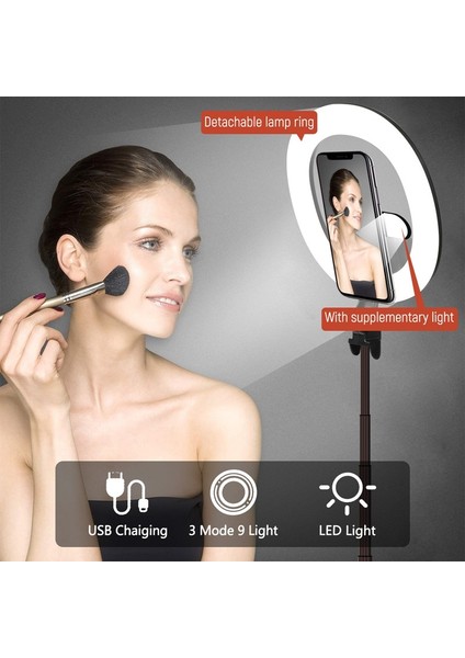 Küçük Işıklı B Mini Selfie Çubuğu Halka Işık Tripod Para Movil LED Palo Bluetooth Genişletilebilir Celular Lamparas Anillo De Luz Lamba Telefon Statyw (Yurt Dışından)