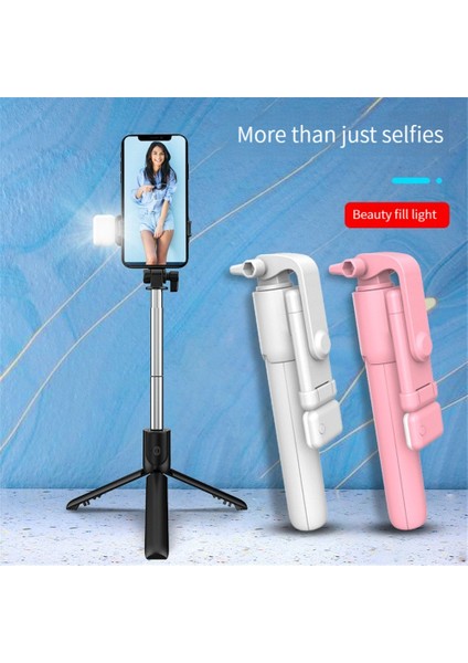 Işıklı Beyaz 2023 Yeni Selfie Çubuğu Bluetooth Kablosuz Uzaktan Kumanda Dolgu Işığı ile Selfie Katlanabilir Monopod Tripod Cep Telefonu Tutucusu Için (Yurt Dışından)