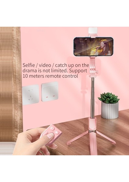 Işıklı Beyaz 2023 Yeni Selfie Çubuğu Bluetooth Kablosuz Uzaktan Kumanda Dolgu Işığı ile Selfie Katlanabilir Monopod Tripod Cep Telefonu Tutucusu Için (Yurt Dışından)