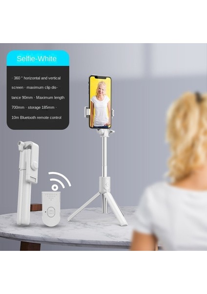 R1-0.7m Beyaz Telefon Selfie Sopa Teleskopik Çubuk Döner Tripod 360 Teleskopik Kutup Akıllı Telefon Standı Monopod Bluetooth Selfie Sopa Selfie (Yurt Dışından)