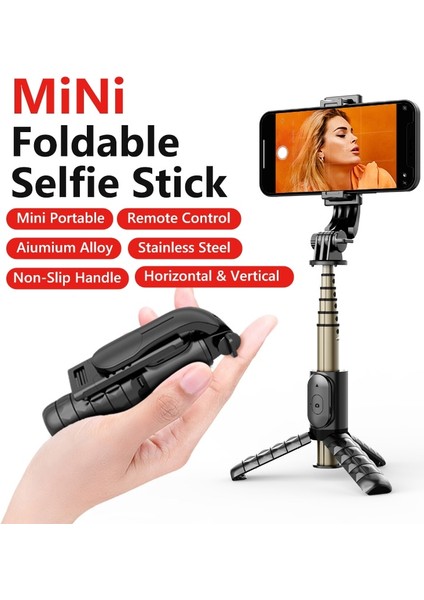 Seçenek 2 Kablosuz Mini Selfie Çubuğu Katlanabilir Tripod Uzatılabilir Monopod Huawei Android iPhone 14 Telefon Için Bluetooth Uzaktan Deklanşör ile (Yurt Dışından)