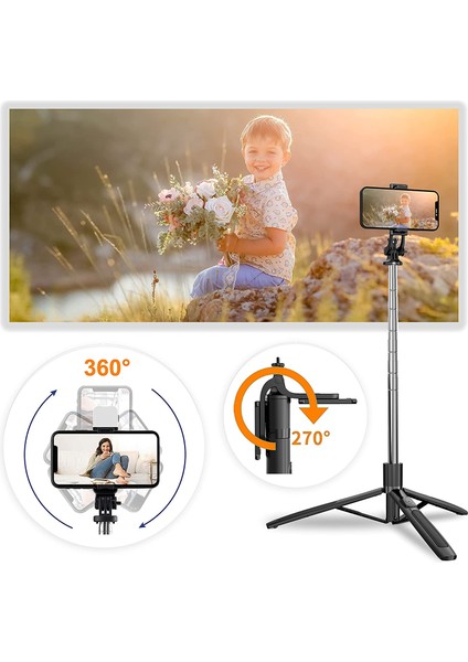 Selfie Çubuğu Q05 Selfie Çubuğu 158 cm Uzatılabilir 3'ü 1 Arada Bluetooth Selfie Çubuğu Tripod Uzaktan Kumandalı Gopro Küçük Kamera, Akıllı Telefon ile Uyumlu (Yurt Dışından)