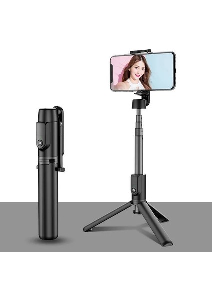 Siyah Çok Fonksiyonlu Kablosuz Bluetooth Özçekim Çubuğu Tripod Uzaktan Özçekim Uzatılabilir Katlanabilir Monopod Iphone Eylem Kamera Için (Yurt Dışından)
