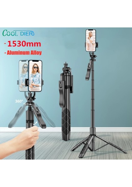 Seçenek 02 Cool Dıer L16 1530MM Kablosuz Selfie Çubuğu Tripod Gopro Kameralar Akıllı Telefonlar Için Bluetooth Deklanşörlü Katlanabilir Monopod Standı (Yurt Dışından)