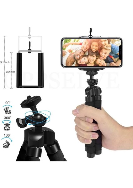 Siyah Tripod Seti Tripod Braketi Cep Telefonu Tutucu Cep Telefonu Kamera Selfie Standı Monopod Kamera Montaj Desteği iPhone Için Fotoğraf Uzaktan Kumanda (Yurt Dışından) modelleri
