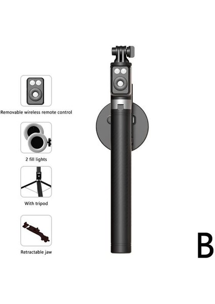 Siyah Kablosuz Bluetooth Uyumlu Selfie Sopa LED Halka Işık Uzatılabilir El Monopod Canlı Tripod IPhone x 8 Android D2R8 (Yurt Dışından)